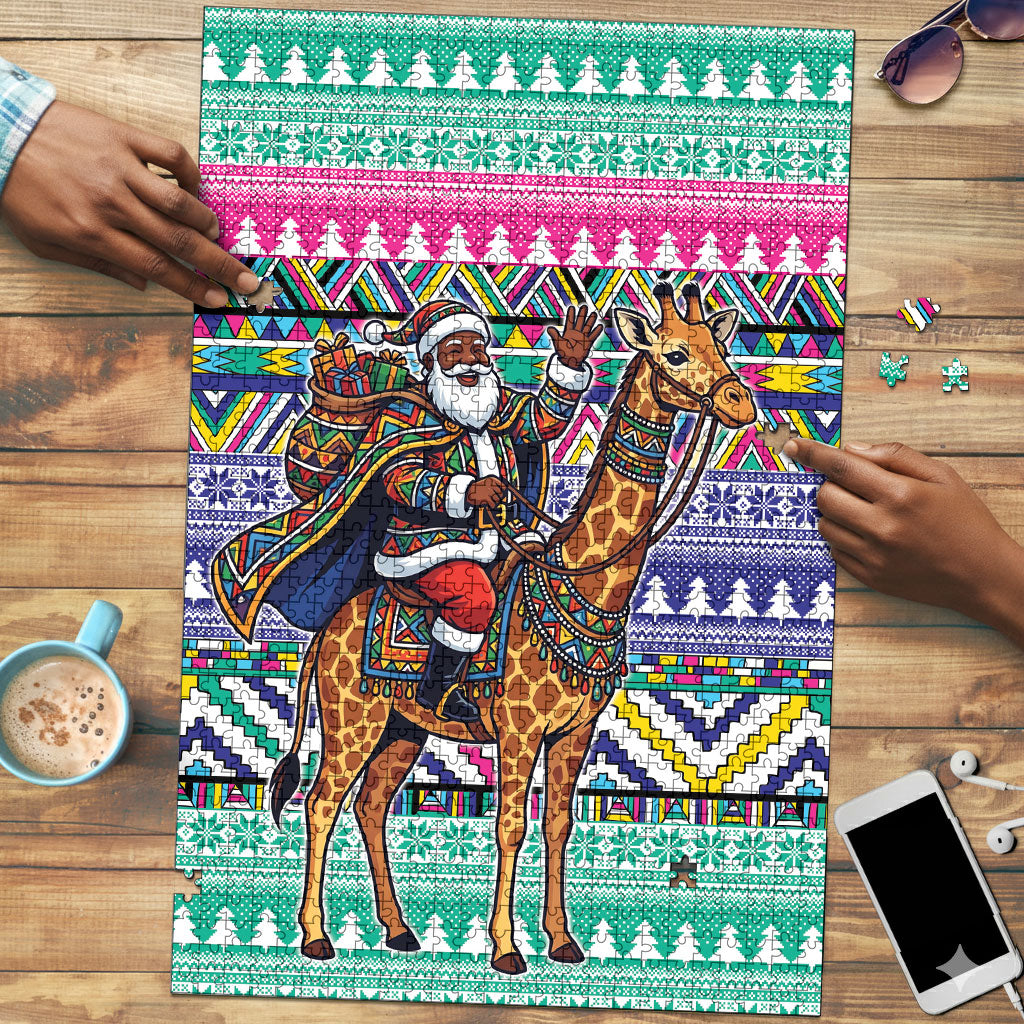 South Africa Christmas Santa Giraffe Puzzle Ndebele Geometric Patterns