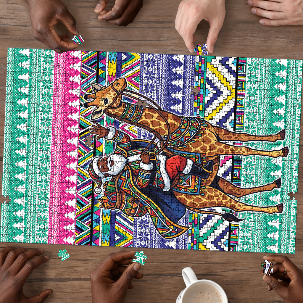 South Africa Christmas Santa Giraffe Puzzle Ndebele Geometric Patterns