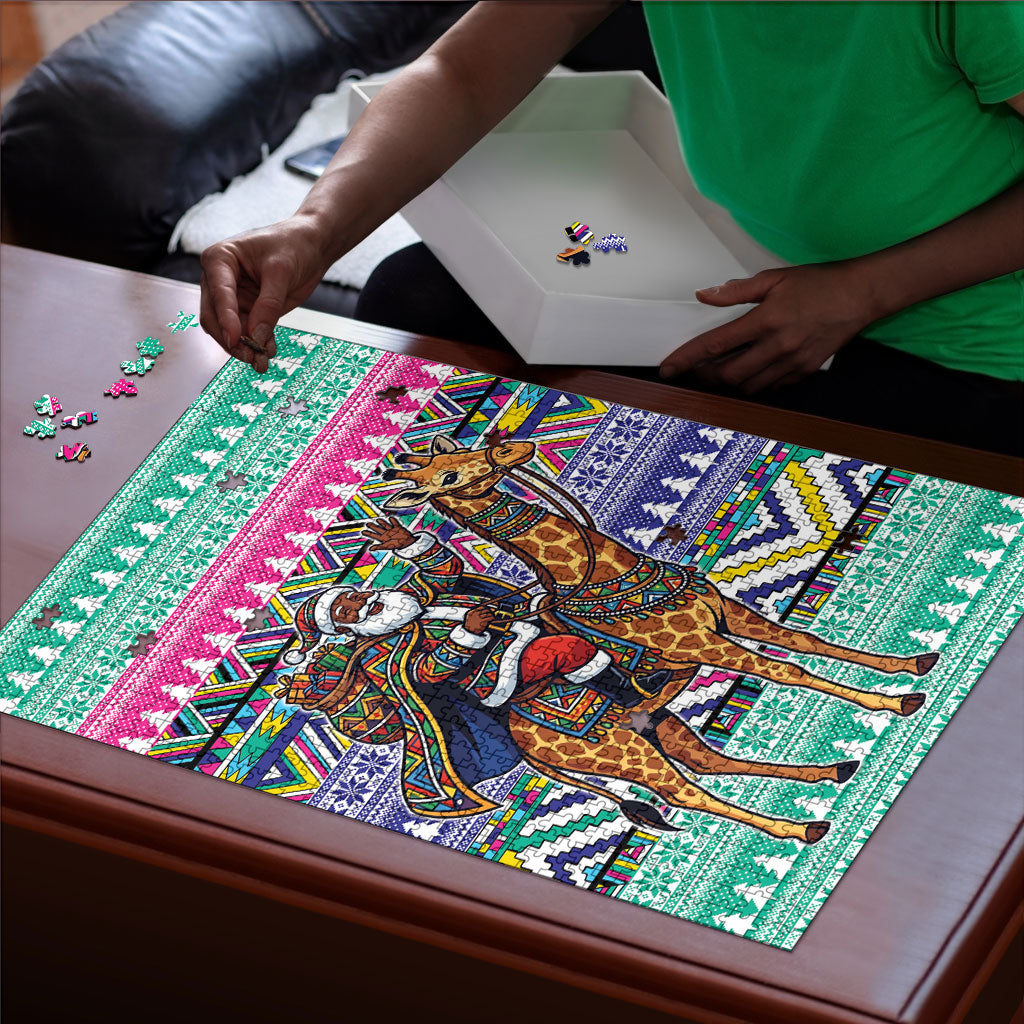 South Africa Christmas Santa Giraffe Puzzle Ndebele Geometric Patterns