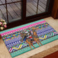South Africa Christmas Santa Giraffe Rubber Doormat Ndebele Geometric Patterns