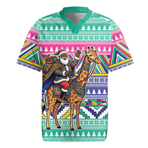 South Africa Christmas Santa Giraffe Rugby Jersey Ndebele Geometric Patterns