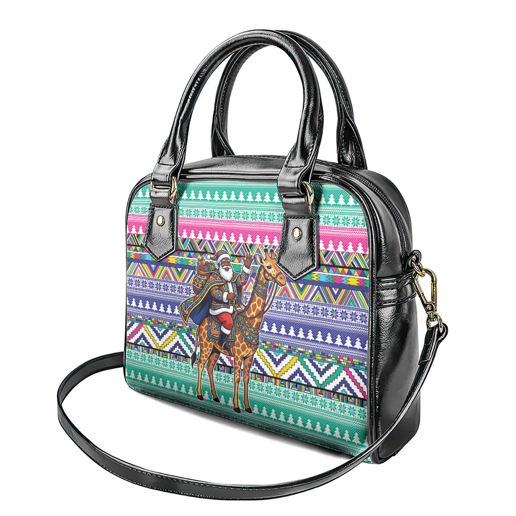 South Africa Christmas Santa Giraffe Shoulder Handbag Ndebele Geometric Patterns