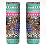 South Africa Christmas Santa Giraffe Skinny Tumbler Ndebele Geometric Patterns