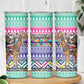 South Africa Christmas Santa Giraffe Skinny Tumbler Ndebele Geometric Patterns