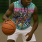 South Africa Christmas Santa Giraffe Sleeveless Zip Hoodie Ndebele Geometric Patterns