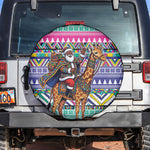 South Africa Christmas Santa Giraffe Spare Tire Cover Ndebele Geometric Patterns