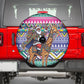 South Africa Christmas Santa Giraffe Spare Tire Cover Ndebele Geometric Patterns