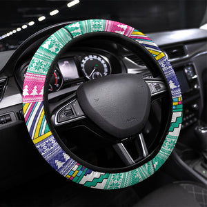 South Africa Christmas Santa Giraffe Steering Wheel Cover Ndebele Geometric Patterns