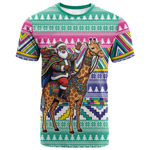 South Africa Christmas Santa Giraffe T shirt Ndebele Geometric Patterns