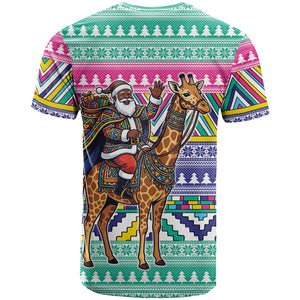 South Africa Christmas Santa Giraffe T shirt Ndebele Geometric Patterns