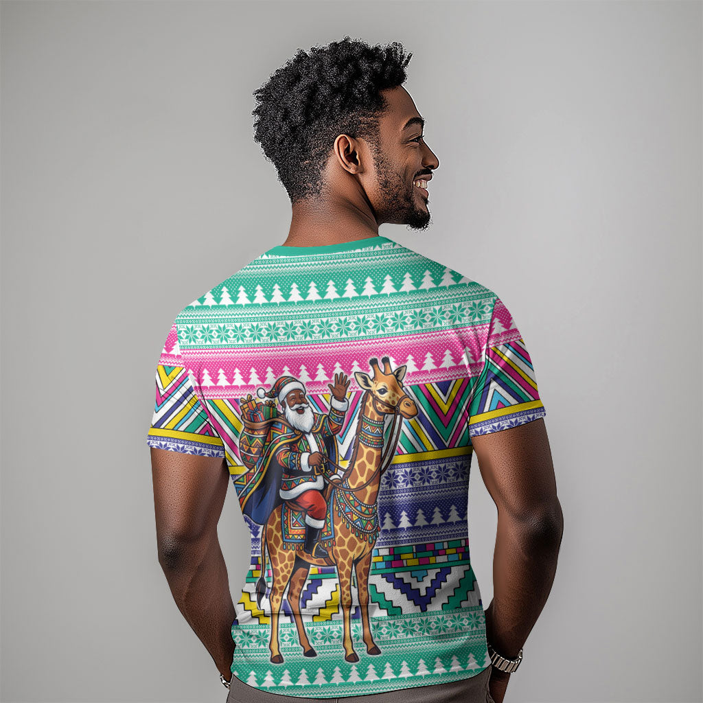 South Africa Christmas Santa Giraffe T shirt Ndebele Geometric Patterns