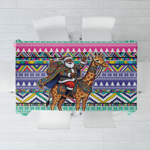 South Africa Christmas Santa Giraffe Tablecloth Ndebele Geometric Patterns