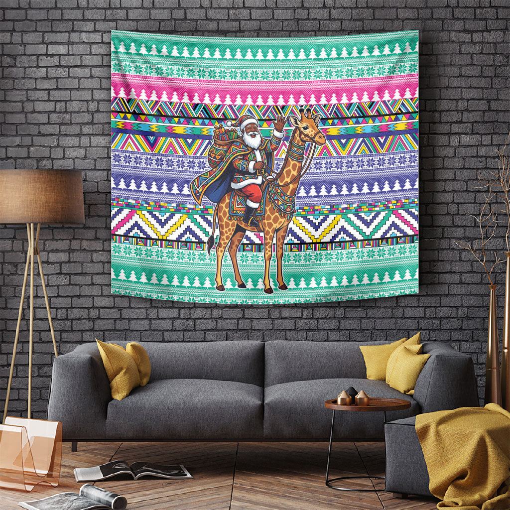 South Africa Christmas Santa Giraffe Tapestry Ndebele Geometric Patterns