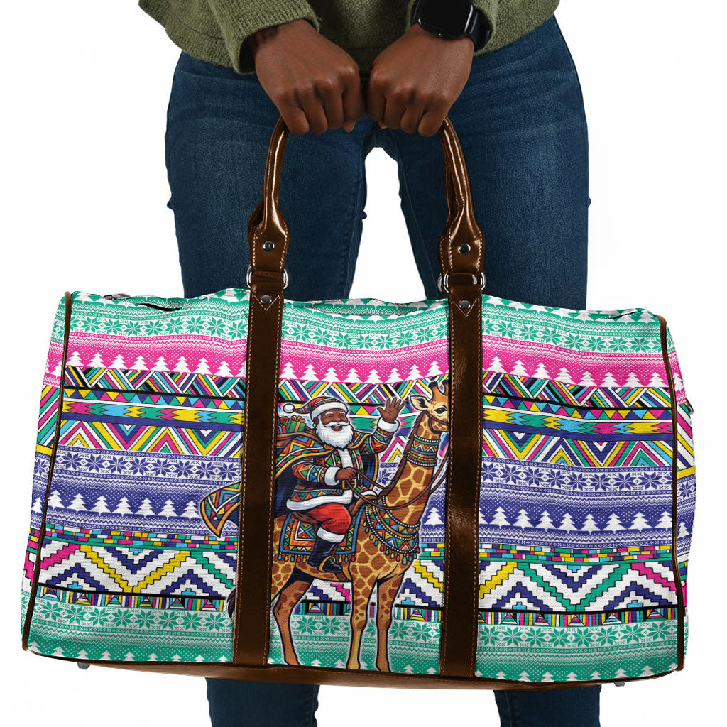 South Africa Christmas Santa Giraffe Travel Bag Ndebele Geometric Patterns