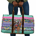 South Africa Christmas Santa Giraffe Travel Bag Ndebele Geometric Patterns