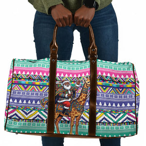 South Africa Christmas Santa Giraffe Travel Bag Ndebele Geometric Patterns