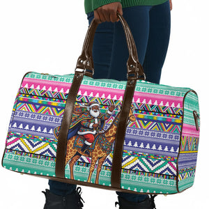 South Africa Christmas Santa Giraffe Travel Bag Ndebele Geometric Patterns