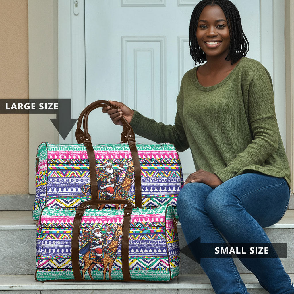 South Africa Christmas Santa Giraffe Travel Bag Ndebele Geometric Patterns