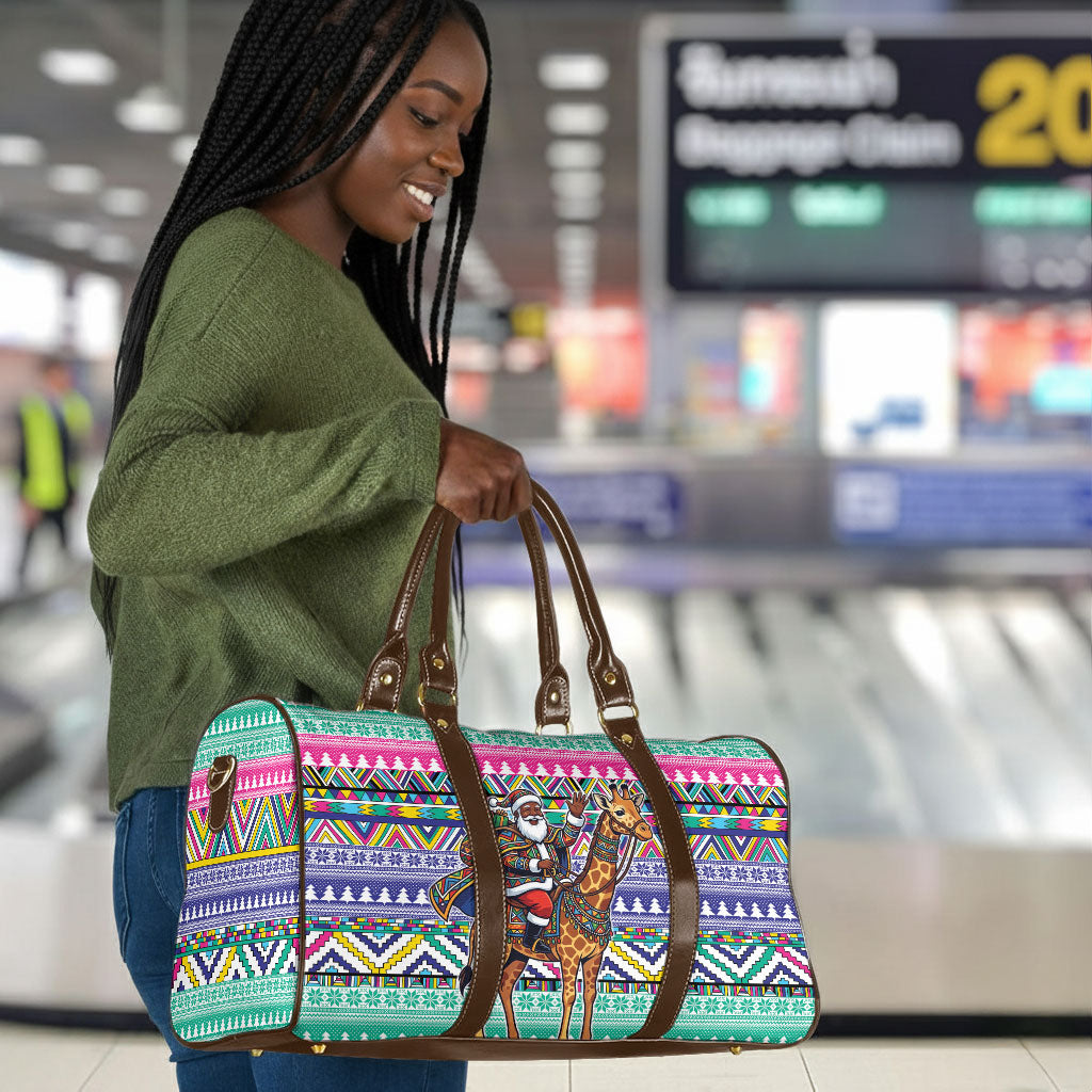 South Africa Christmas Santa Giraffe Travel Bag Ndebele Geometric Patterns