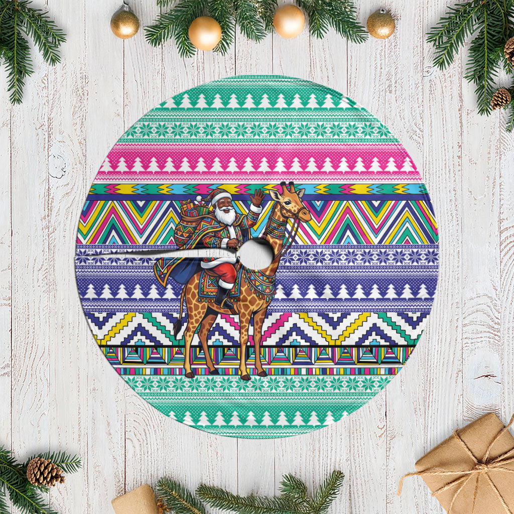 South Africa Christmas Santa Giraffe Tree Skirt Ndebele Geometric Patterns
