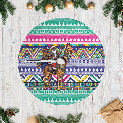 South Africa Christmas Santa Giraffe Tree Skirt Ndebele Geometric Patterns