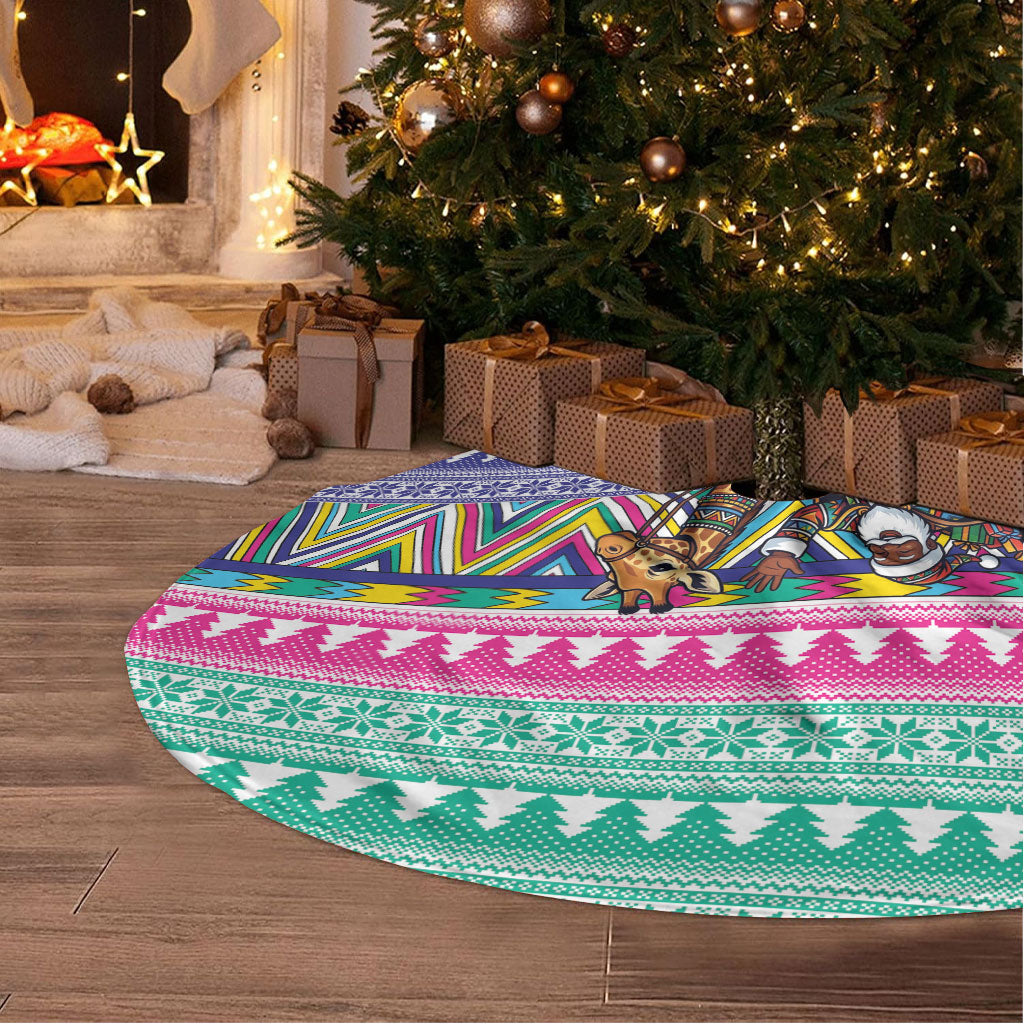 South Africa Christmas Santa Giraffe Tree Skirt Ndebele Geometric Patterns