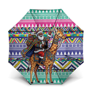 South Africa Christmas Santa Giraffe Umbrella Ndebele Geometric Patterns