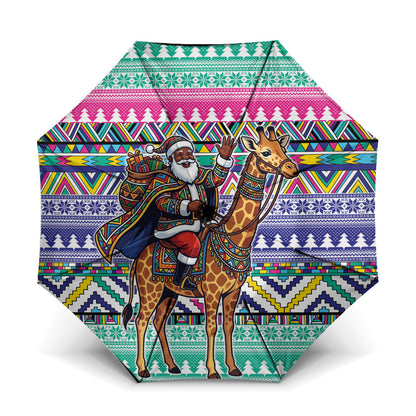 South Africa Christmas Santa Giraffe Umbrella Ndebele Geometric Patterns