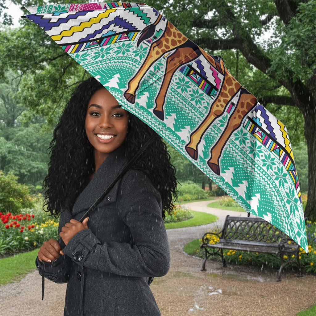 South Africa Christmas Santa Giraffe Umbrella Ndebele Geometric Patterns