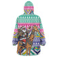 South Africa Christmas Santa Giraffe Wearable Blanket Hoodie Ndebele Geometric Patterns