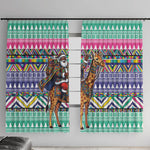 South Africa Christmas Santa Giraffe Window Curtain Ndebele Geometric Patterns
