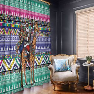 South Africa Christmas Santa Giraffe Window Curtain Ndebele Geometric Patterns