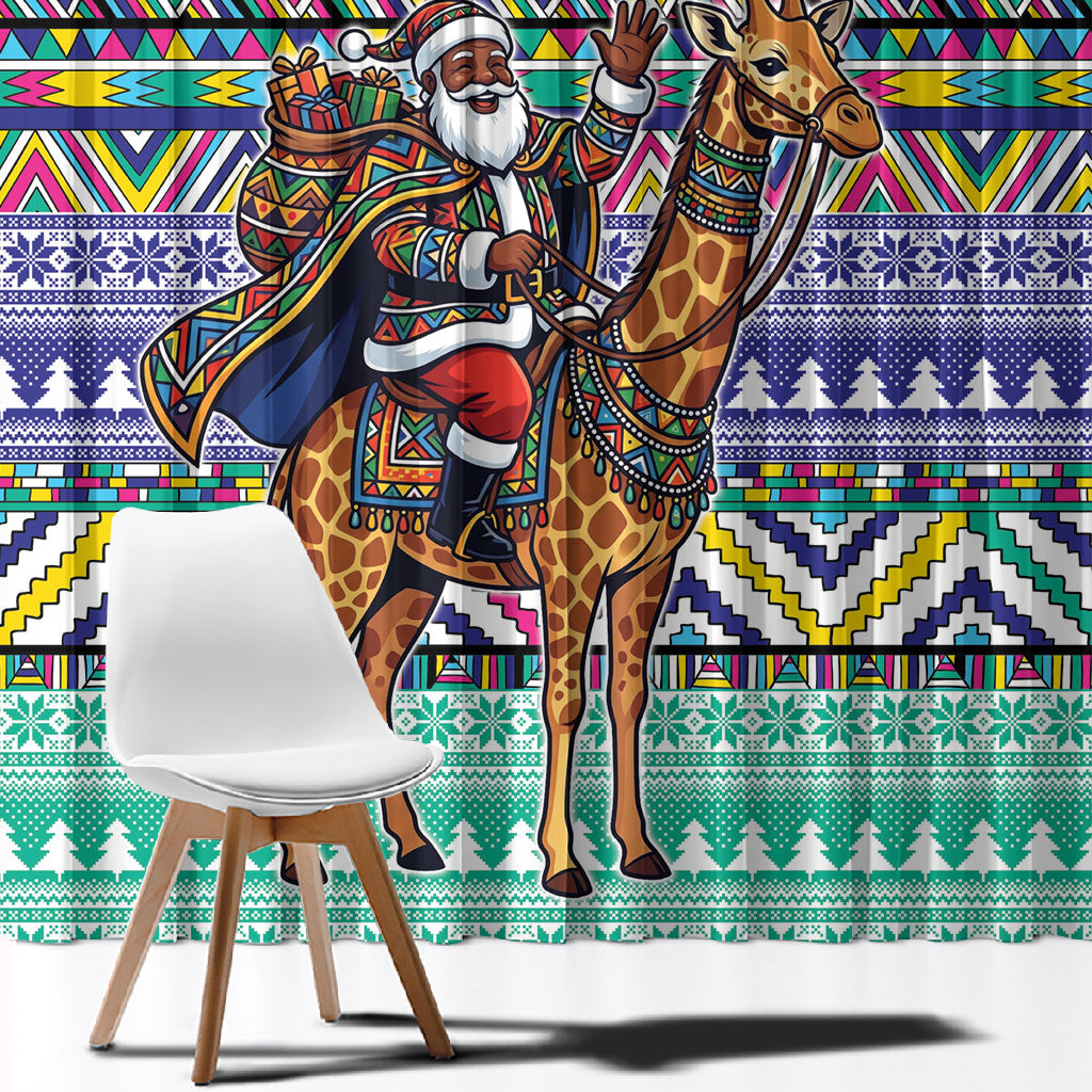 South Africa Christmas Santa Giraffe Window Curtain Ndebele Geometric Patterns