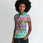 South Africa Christmas Santa Giraffe Women Polo Shirt Ndebele Geometric Patterns