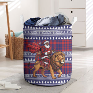 Kenya Christmas Santa Lion Laundry Basket Maasai Shuka Inspired Red Check
