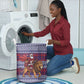 Kenya Christmas Santa Lion Laundry Basket Maasai Shuka Inspired Red Check