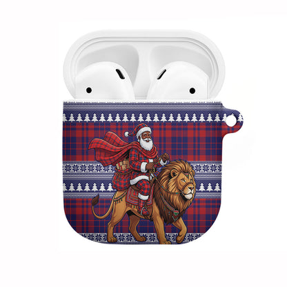 Kenya Christmas Santa Lion AirPods Case Maasai Shuka Inspired Red Check