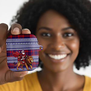 Kenya Christmas Santa Lion AirPods Case Maasai Shuka Inspired Red Check