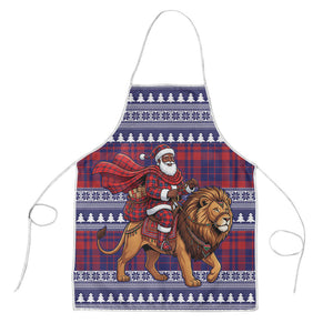 Kenya Christmas Santa Lion Apron Maasai Shuka Inspired Red Check