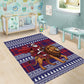 Kenya Christmas Santa Lion Area Rug Maasai Shuka Inspired Red Check