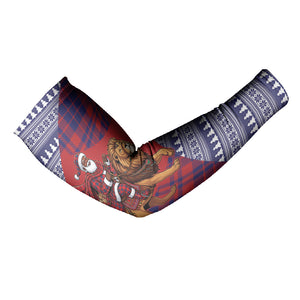 Kenya Christmas Santa Lion Arm Sleeves Maasai Shuka Inspired Red Check