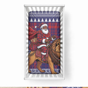 Kenya Christmas Santa Lion Baby Bed Cover Maasai Shuka Inspired Red Check