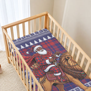 Kenya Christmas Santa Lion Baby Bed Cover Maasai Shuka Inspired Red Check