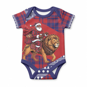 Kenya Christmas Santa Lion Baby Onesie Maasai Shuka Inspired Red Check