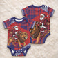 Kenya Christmas Santa Lion Baby Onesie Maasai Shuka Inspired Red Check