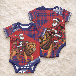 Kenya Christmas Santa Lion Baby Onesie Maasai Shuka Inspired Red Check