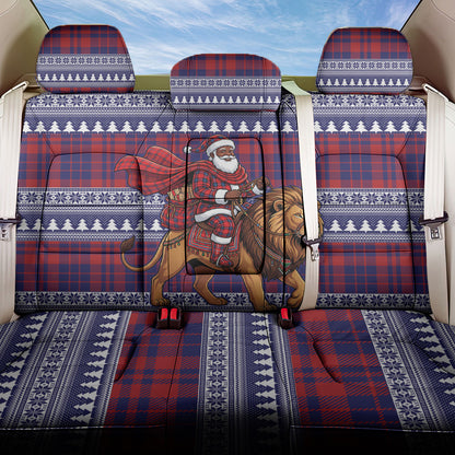 Kenya Christmas Santa Lion Back Car Seat Cover Maasai Shuka Inspired Red Check