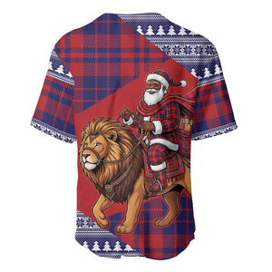 Kenya Christmas Santa Lion Baseball Jersey Maasai Shuka Inspired Red Check
