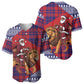 Kenya Christmas Santa Lion Baseball Jersey Maasai Shuka Inspired Red Check