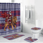 Kenya Christmas Santa Lion Bathroom Set Maasai Shuka Inspired Red Check